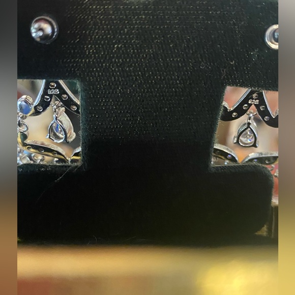 Victorian Style Sterling silver and cubic zirconia earrings - Picture 2 of 5